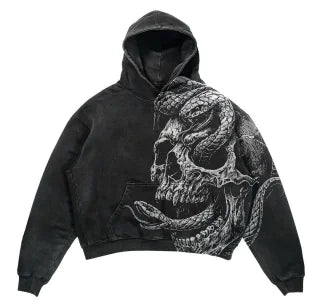 Skeleton Street hip-hop Gothic rock Harajuku American personality trend autumn men and women casual loose washing sweatshirt