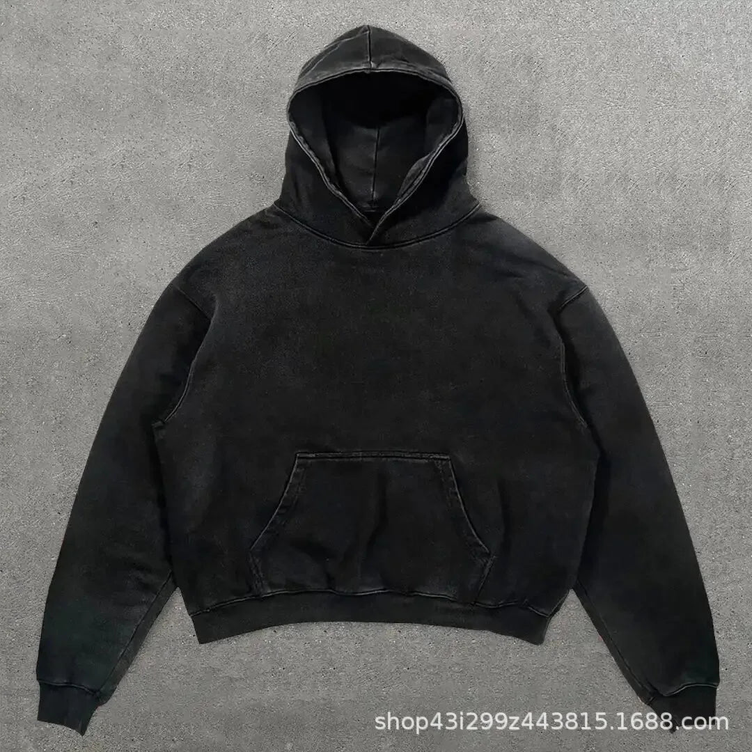 European and American Popular Skull Letter Printed Hoodie Harajuku Style Y2K Street Couple Outfit Spring and Autumn Hoodie