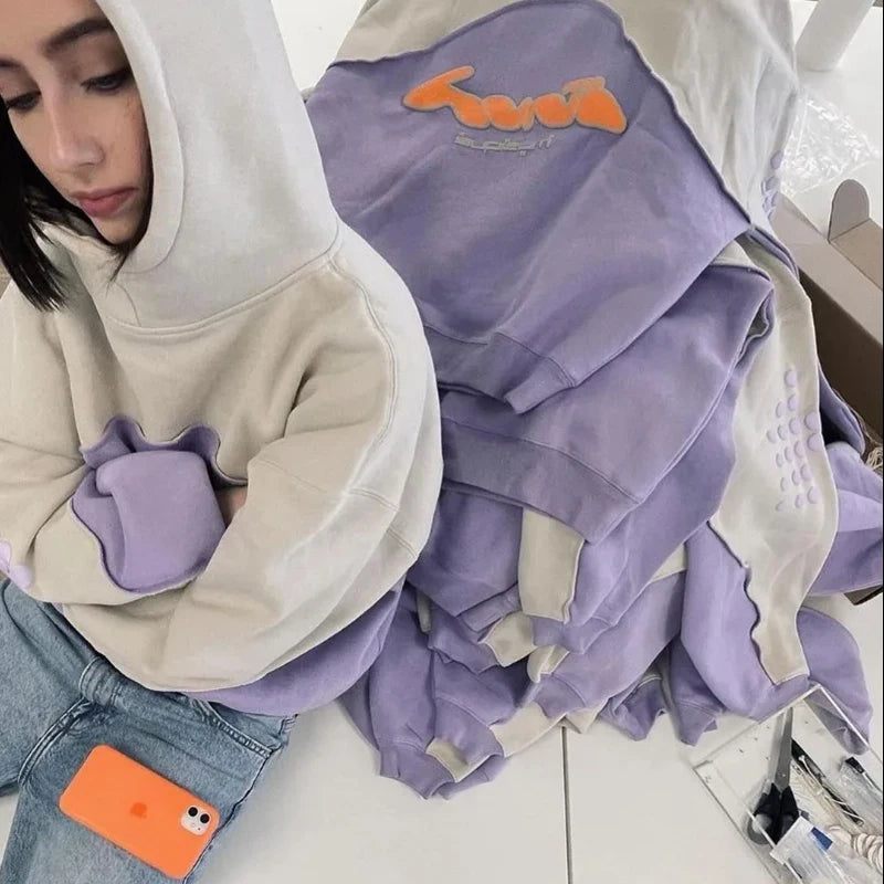 Harajuku Baggy Hoodie Y2K Letter Pattern Printed Splicing Design Sweatshirt Gothic Vintage Men Women Oversized Casual Pullover