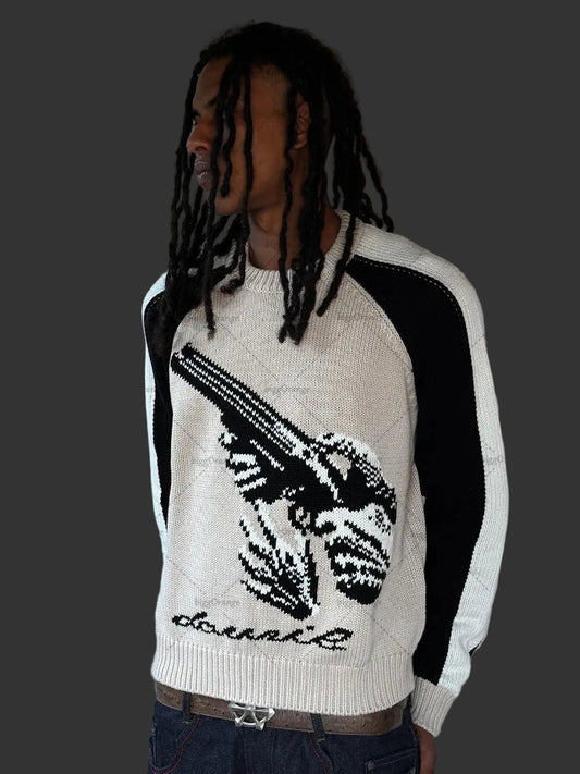 Wonkru Striped Embroidered Sweater