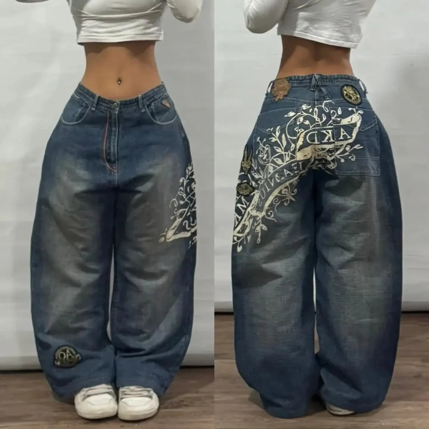 Y2K New Fashion Washed Multi-pocket Old Baggy Tooling Jeans Men Vintage Hip-hop Straight Casual Punk High Waist Wide Leg Pants