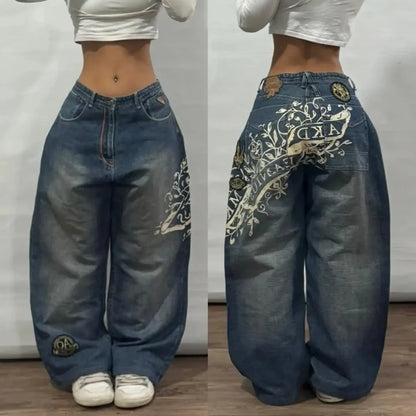 Y2K New Fashion Washed Multi-pocket Old Baggy Tooling Jeans Men Vintage Hip-hop Straight Casual Punk High Waist Wide Leg Pants