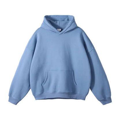 Hoodie For Girl Fleece-Lined Winter Blue Hoodies Set Women Clothes long Sleeve Loose Solid Color Clothes Cotton Women's Clothing