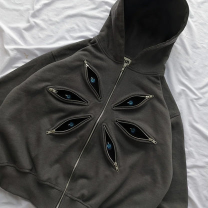 Wonkru Retro Patchwork Zipper Hoodie