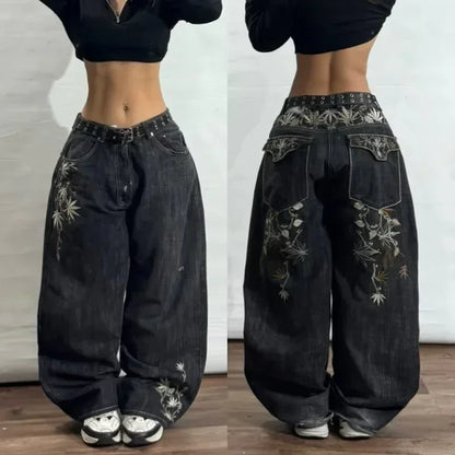 Y2K New Fashion Washed Multi-pocket Old Baggy Tooling Jeans Men Vintage Hip-hop Straight Casual Punk High Waist Wide Leg Pants
