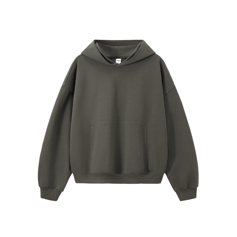 INFLATION 2025 Autumn Dragon Scale Hoodie Boxy Cropped 380GSM Oversized Pocket Sweatshirt Streetwear Men's Long Sleeve