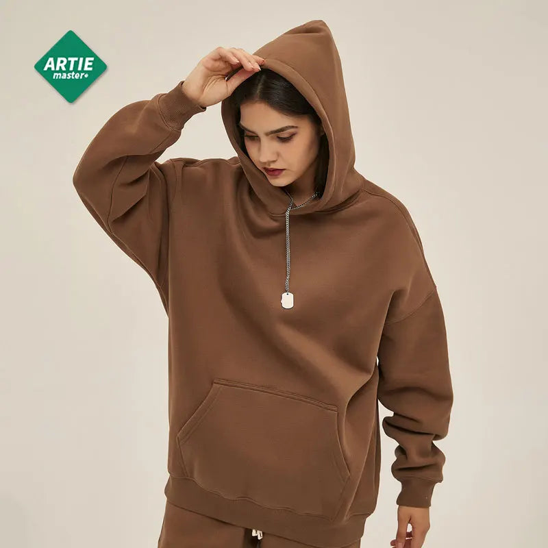 Women's Long Sleeve Hoodie Set Winter Hoodies Brown Clothes Woman Loose Solid Color Winter Cotton Outdoor Women Hoody For Girl