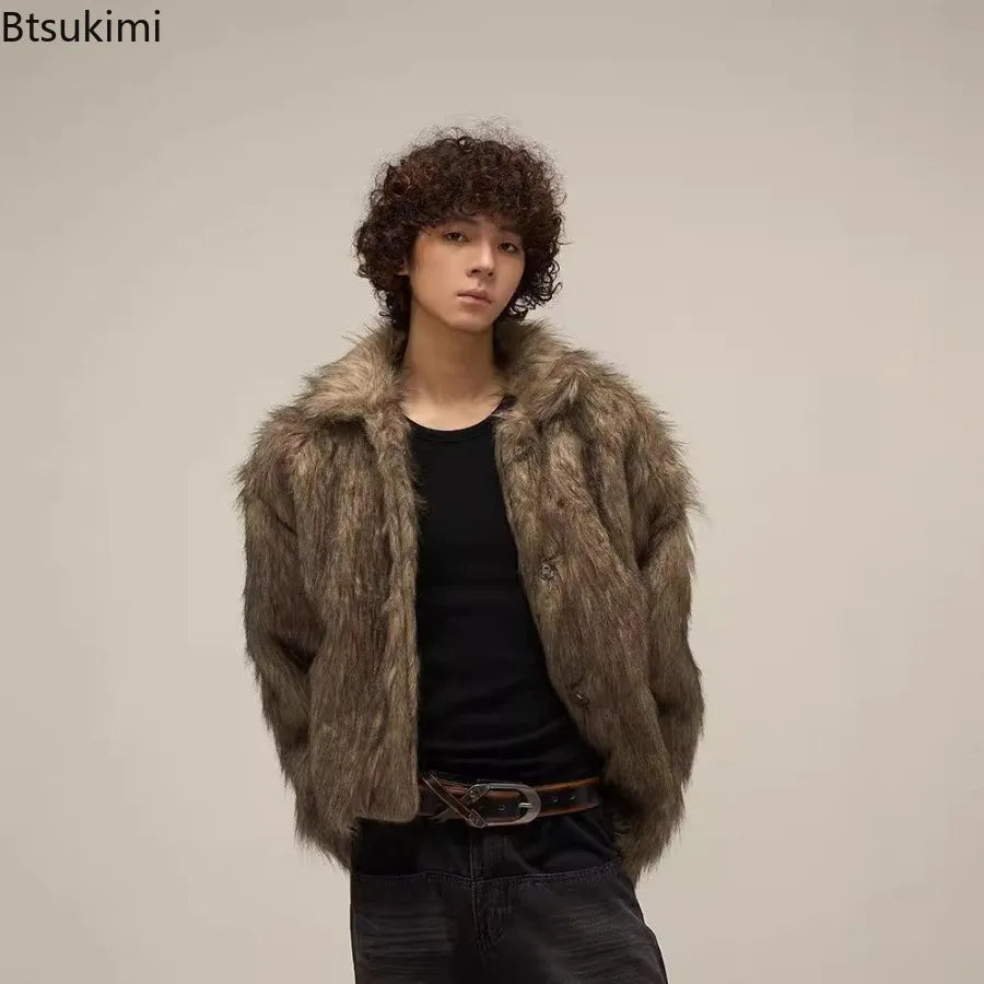 2026 Winter Faux Fur Coat Men's