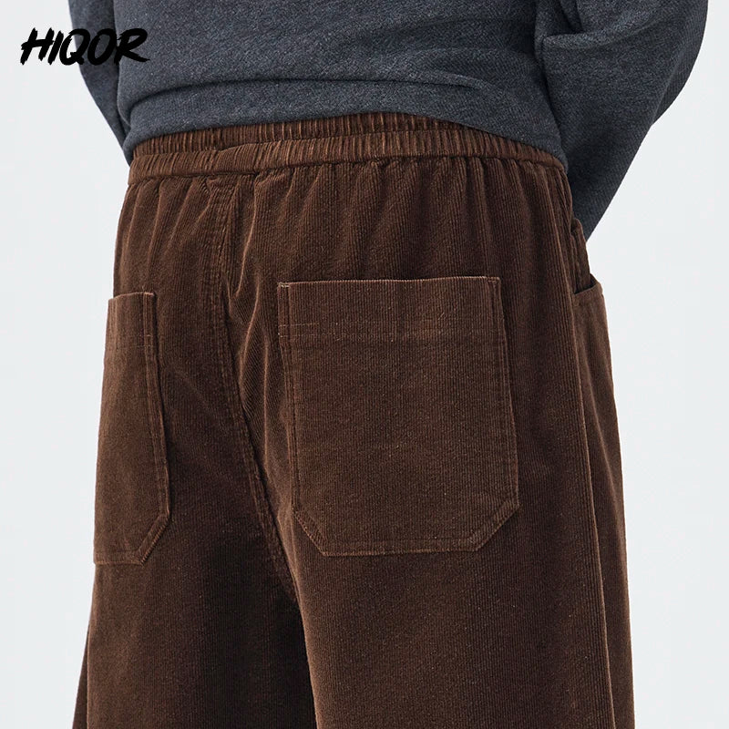 Loose Autumn Corduroy Pants for Men Fashion Korean Straight Casual Sweatpants Drawstring Comfortable Wide-leg Trousers Male