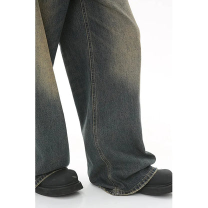 New Men's Baggy Straight Leg Wide Leg Jeans Male Fashion Vintage Wash Casual Denim Pants Youth Popular Brand Streetwear Trousers
