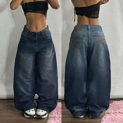 Y2K New Fashion Washed Multi-pocket Old Baggy Tooling Jeans Men Vintage Hip-hop Straight Casual Punk High Waist Wide Leg Pants