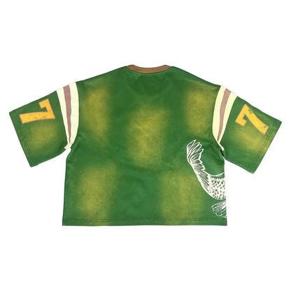 American Retro Gothic Fashion Summer Casual Hip-hop Splicing T-shirt Men's Y2K Personalized Street Retro Sports Jersey Top