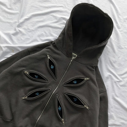 Wonkru Retro Patchwork Zipper Hoodie