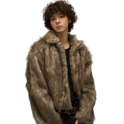 2026 Winter Faux Fur Coat Men's