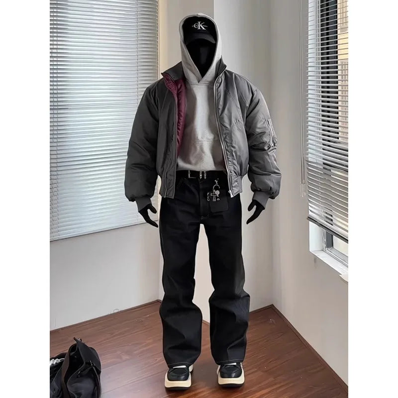 American Sle Heavyweight ort Wide Boxy Men's Hoodie Spring Cleanfit Hooded Sweatirt Jaet Layering Base Layer irt