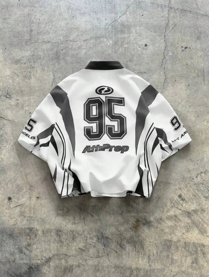 Y2K Harajuku Oversize V-neck shirt Men Fashion Ventilate Jersey Streetwear Retro Popular Hip Hop Casual sports shirt Vest Tops