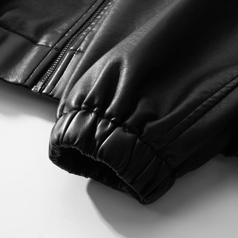 New Trendy Mens Leather Jacket Baseball Motorcycle Jacket American Style Autumn Windproof Leather Coat High Quality Fashion Coat