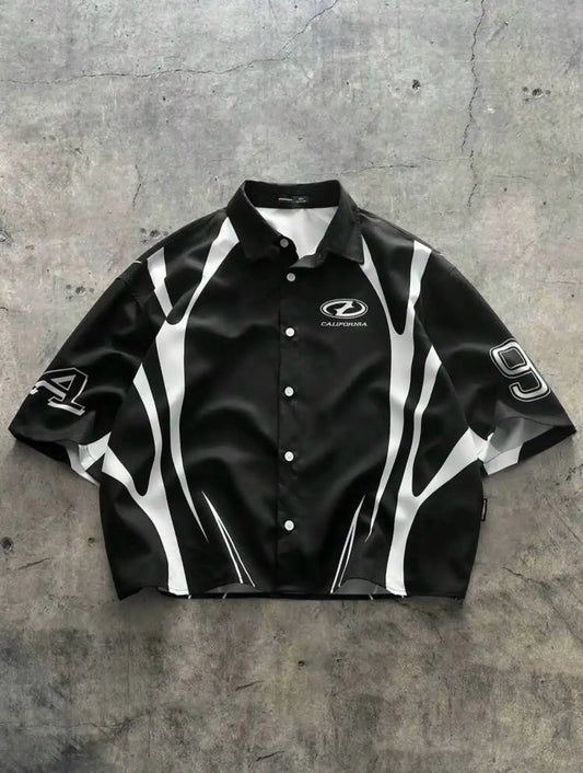 Y2K Harajuku Oversize V-neck shirt Men Fashion Ventilate Jersey Streetwear Retro Popular Hip Hop Casual sports shirt Vest Tops