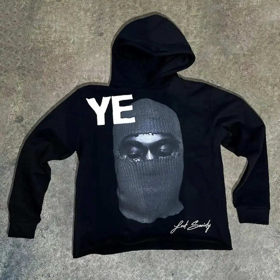 European and American Popular Skull Letter Printed Hoodie Harajuku Style Y2K Street Couple Outfit Spring and Autumn Hoodie