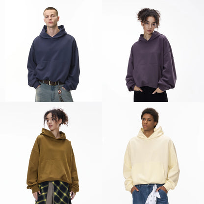 INFLATION 2025 Autumn Dragon Scale Hoodie Boxy Cropped 380GSM Oversized Pocket Sweatshirt Streetwear Men's Long Sleeve