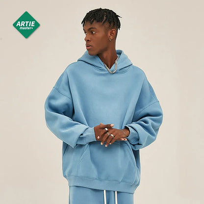 Hoodie For Girl Fleece-Lined Winter Blue Hoodies Set Women Clothes long Sleeve Loose Solid Color Clothes Cotton Women's Clothing