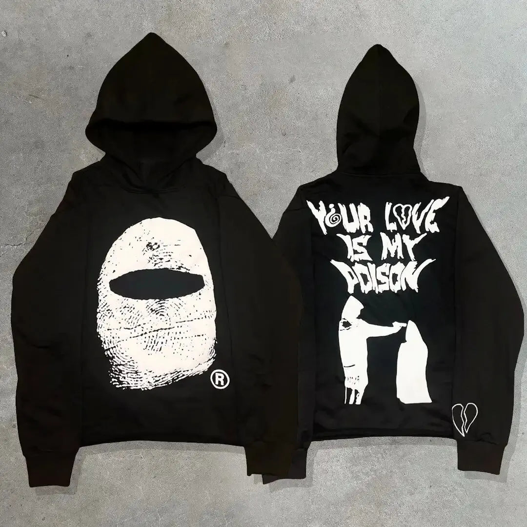 European and American Popular Skull Letter Printed Hoodie Harajuku Style Y2K Street Couple Outfit Spring and Autumn Hoodie