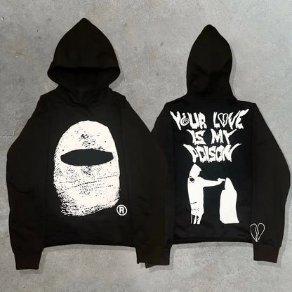 European and American Popular Skull Letter Printed Hoodie Harajuku Style Y2K Street Couple Outfit Spring and Autumn Hoodie