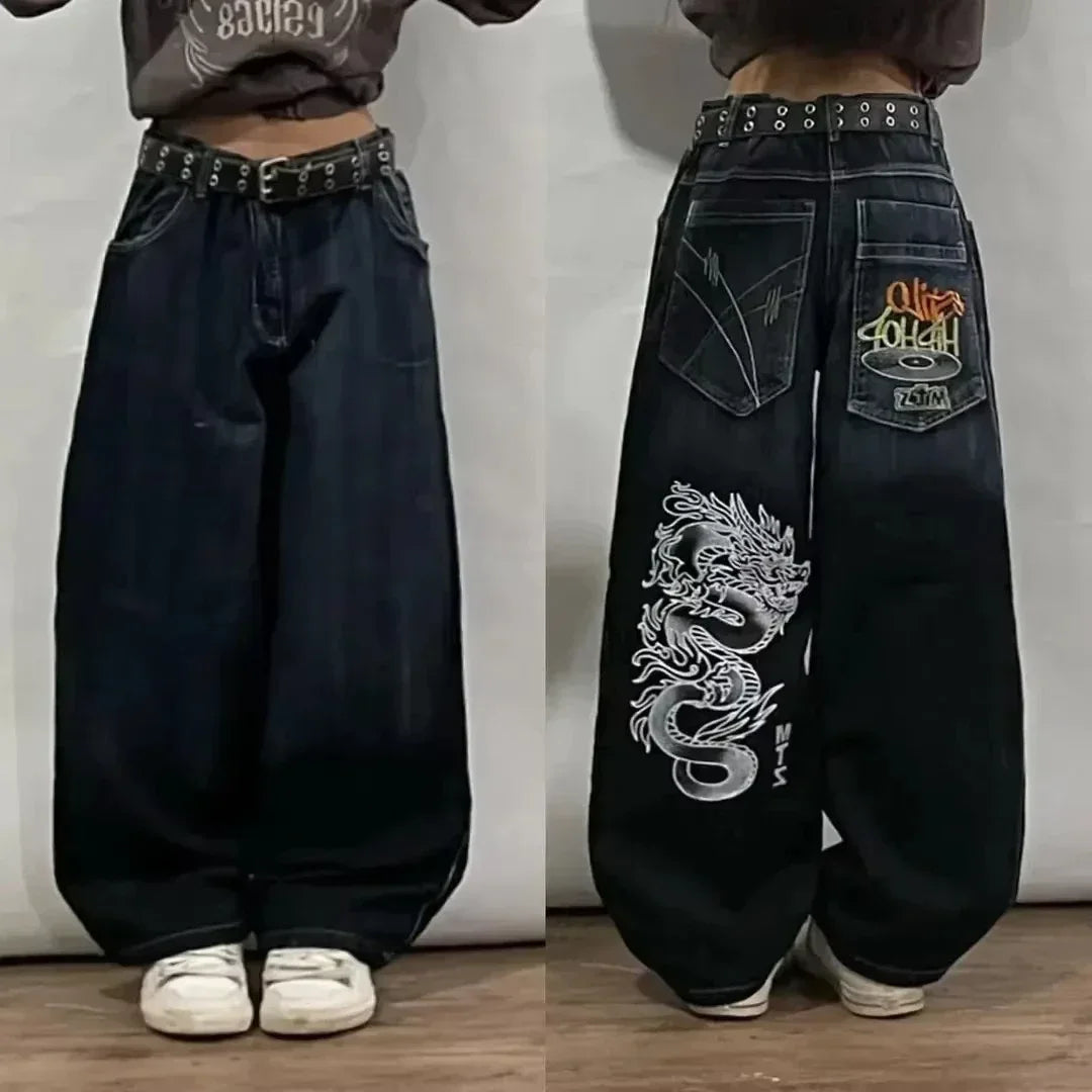 Y2K New Fashion Washed Multi-pocket Old Baggy Tooling Jeans Men Vintage Hip-hop Straight Casual Punk High Waist Wide Leg Pants