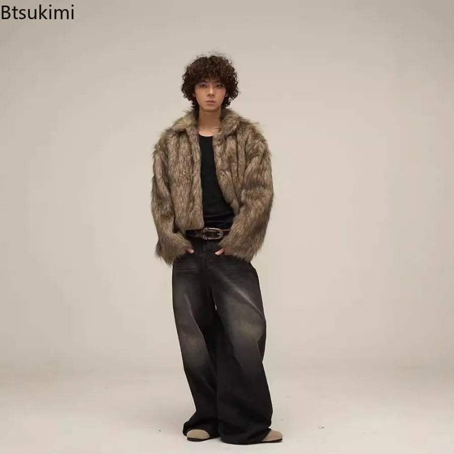 2026 Winter Faux Fur Coat Men's