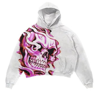 Skeleton Street hip-hop Gothic rock Harajuku American personality trend autumn men and women casual loose washing sweatshirt