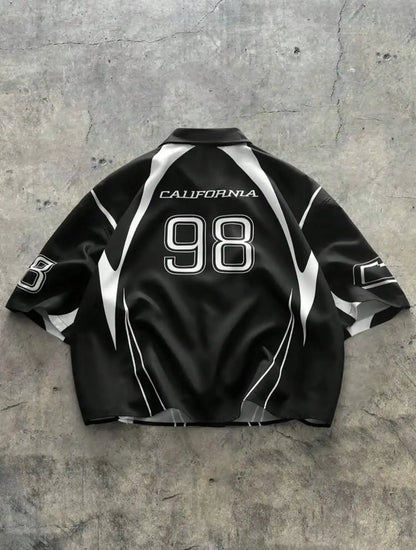 Y2K Harajuku Oversize V-neck shirt Men Fashion Ventilate Jersey Streetwear Retro Popular Hip Hop Casual sports shirt Vest Tops