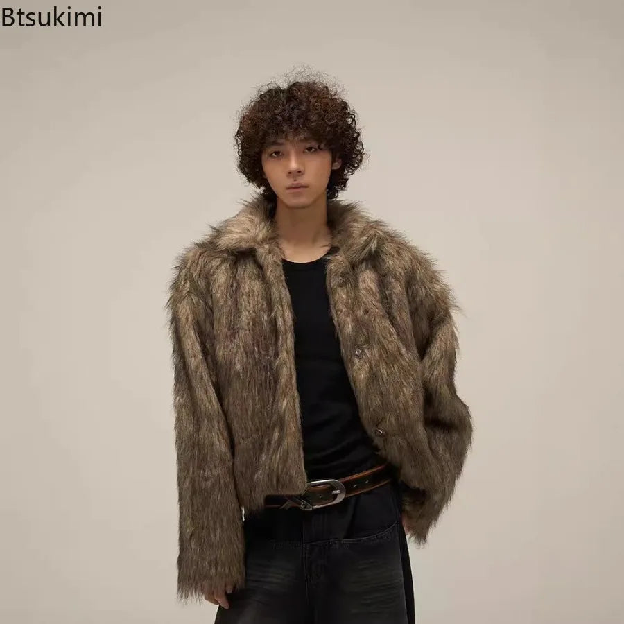 2026 Winter Faux Fur Coat Men's