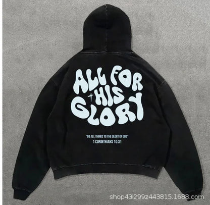 European and American Popular Skull Letter Printed Hoodie Harajuku Style Y2K Street Couple Outfit Spring and Autumn Hoodie