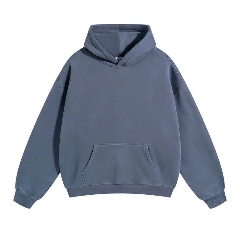 Hoodie For Girl Fleece-Lined Winter Blue Hoodies Set Women Clothes long Sleeve Loose Solid Color Clothes Cotton Women's Clothing
