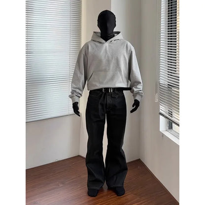 American Sle Heavyweight ort Wide Boxy Men's Hoodie Spring Cleanfit Hooded Sweatirt Jaet Layering Base Layer irt