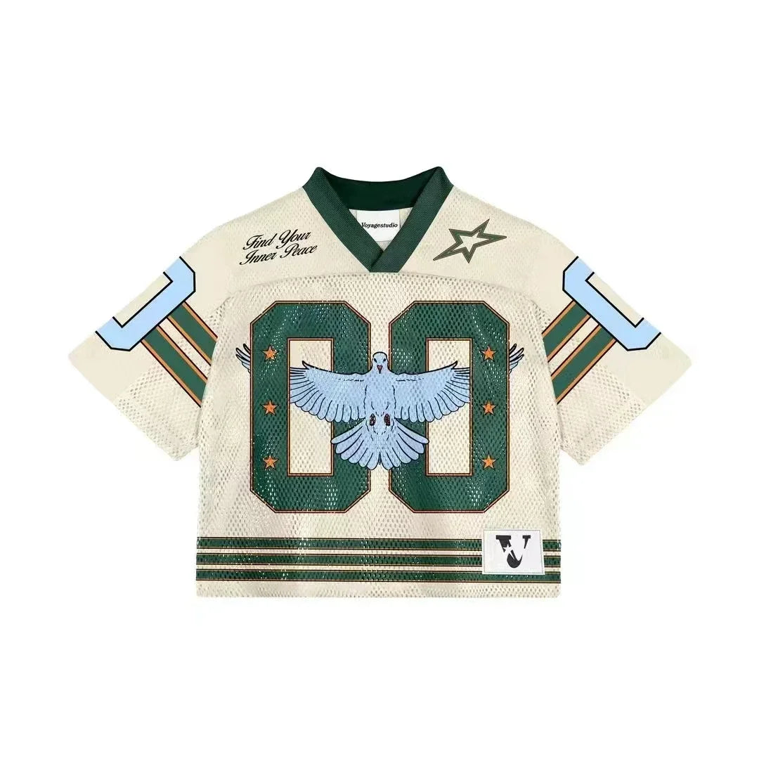 Y2K Harajuku Oversize V-neck shirt Men Fashion Ventilate Jersey Streetwear Retro Popular Hip Hop Casual sports shirt Vest Tops