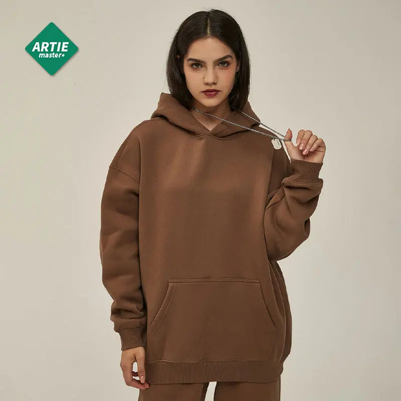 Women's Long Sleeve Hoodie Set Winter Hoodies Brown Clothes Woman Loose Solid Color Winter Cotton Outdoor Women Hoody For Girl