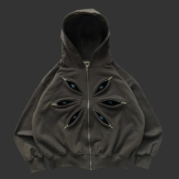 Wonkru Retro Patchwork Zipper Hoodie