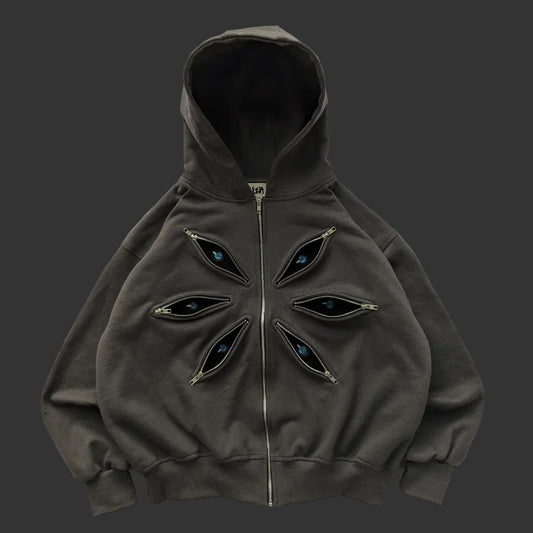 Wonkru Retro Patchwork Zipper Hoodie