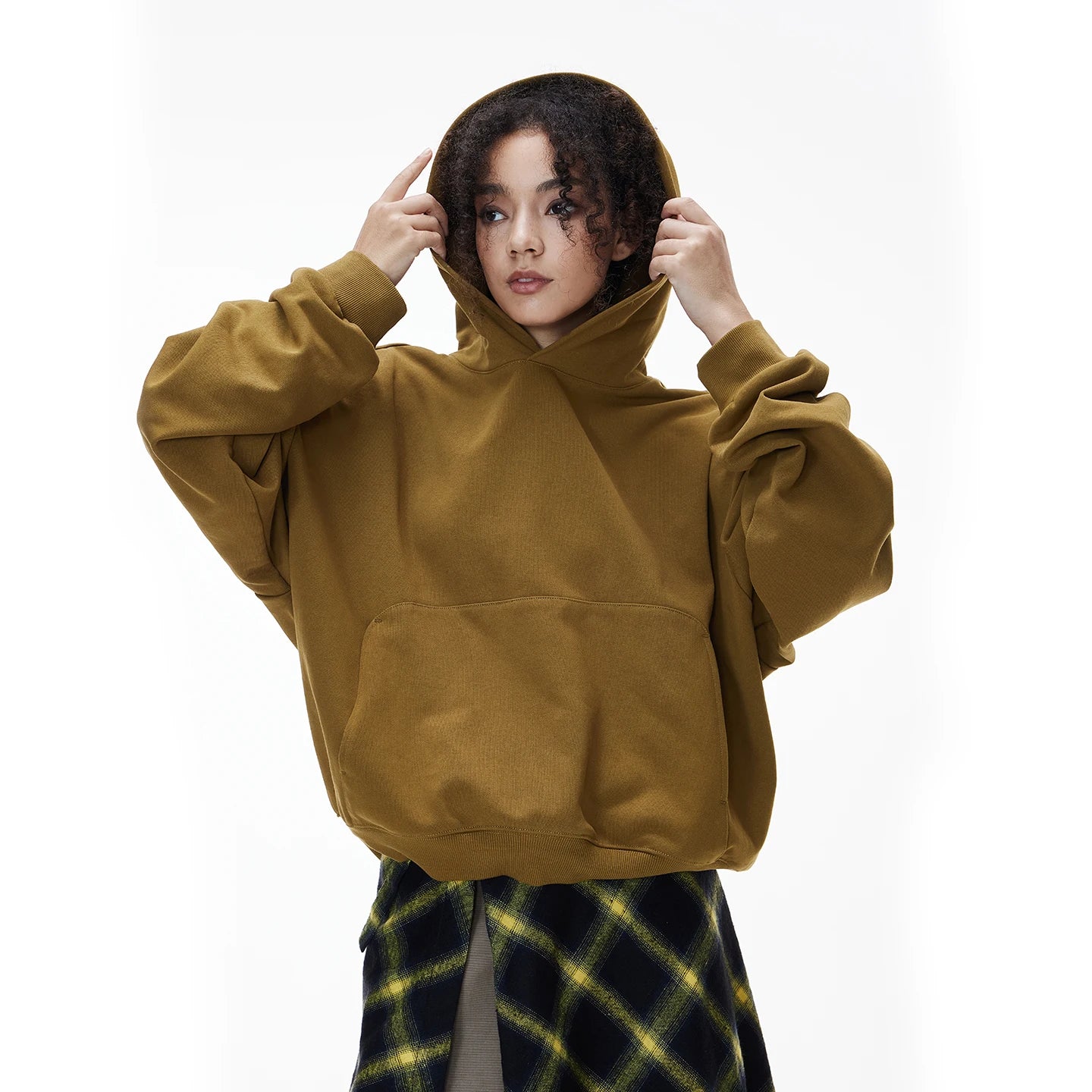 INFLATION 2025 Autumn Dragon Scale Hoodie Boxy Cropped 380GSM Oversized Pocket Sweatshirt Streetwear Men's Long Sleeve